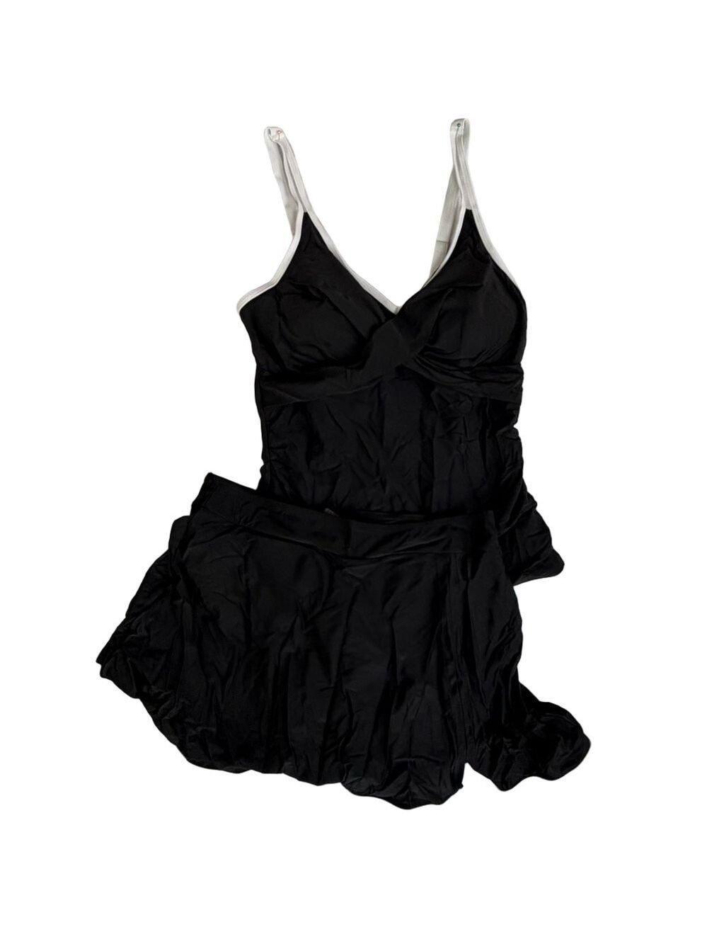 Heytalala NEW Women's Black Two Piece Tankini Skirt Swimsuit Size L #26058